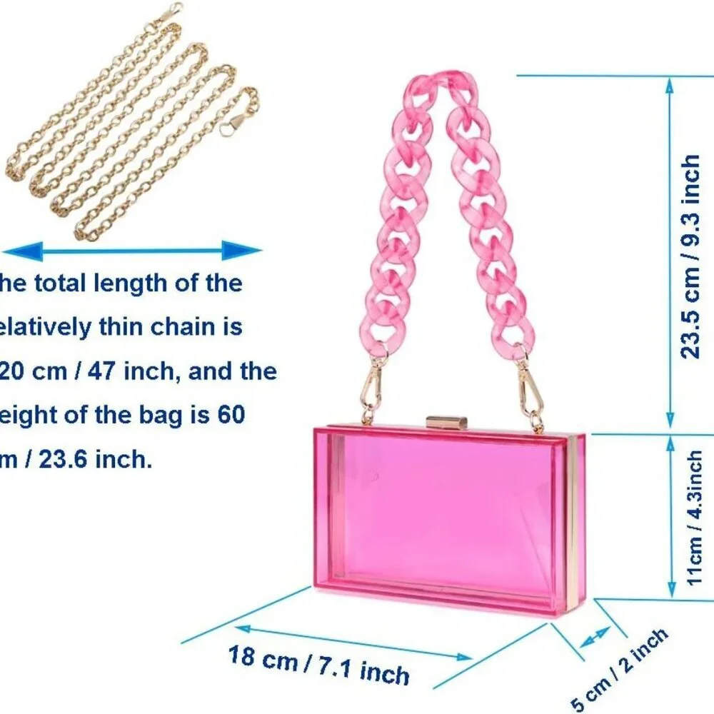 Acrylic Crossbody Bag Clear Evening Clutch Women with Gold Chains